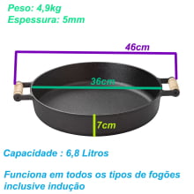 frigideira de ferro fundido com alça de madeira, assadeira de ferro fundido 36 cm, paelleira