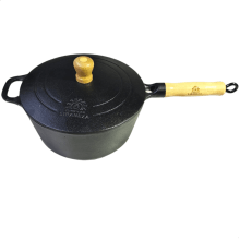 panela de ferro fundido com cabo caçarola com tampa de ferro 4,1 litros 24 cm de diametro fundição lib 