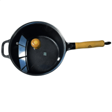 panela de ferro fundido com cabo caçarola com tampa de vidro 4,1 litros 24 cm de diametro fundição lib 