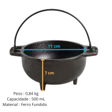 Panela Tripé Reta 11cm 500ml Com Tampa Santana